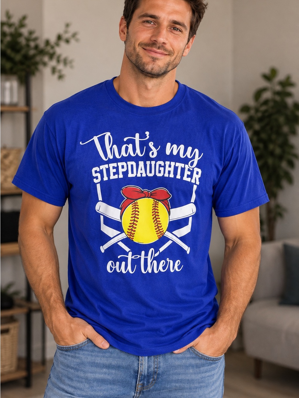 Blue 'That's My Stepdaughter Out There' Soft Cotton Graphic Tee